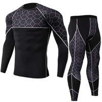 Vêtements de compression pour hommes, manches longues, sous-vêtement de base et legging de compression avec panneau imprimé par sublimation, tenue de sport pour hommes