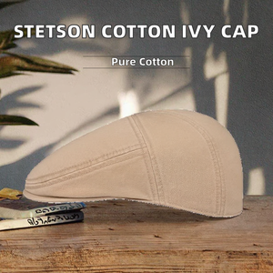 Casquette plate en coton <span class=keywords><strong>Stetson</strong></span> Paradise pour <span class=keywords><strong>homme</strong></span>, visière Ivy, hiver, 48-50 cm, beige, impression sérigraphique - Product Image 2