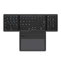 Keyboard Nirkabel Mini Ringan Ultra-Tipis dengan Touchpad, Bahan ABS Empat Lipat, Sistem Scissor Switch untuk Komputer