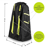 Sac de poussette extra large en nylon avec bretelles réglables, housse double pour poussette, capacité 36-55L, unisexe, pour voyage en avion et transport de jogger