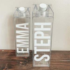 Amazons Hot Sell 500ML Square Drinking Bottle Plastic <b>Clear</b> Acrylic Milk Carton Water Bottle - Product Image 1