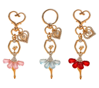 Porte-clés en gros pour danseuse de ballet, breloque pantoufle de ballet, porte-clés mignon en strass pour ballerine, accessoires cadeaux de danse