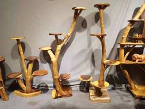 Grote houten krabpaal met bloemen, boom, kattenklimhuis, kersenbloesems, grote kattenboom, plafondkrabpaal - Product Image 6