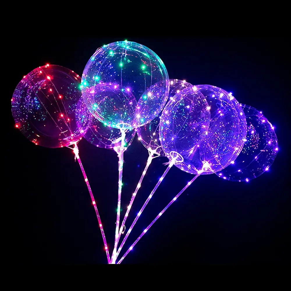 थोक पीवीसी प्लास्टिक स्पष्ट पारदर्शी बुलबुला गुब्बारा बैलोन प्रकाश चमक का नेतृत्व किया
