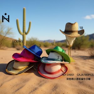 Sombrero de Papel Pintado con Spray de Dos Tonos, 180 Piezas por Caja, Sombrero de Paja de Doble Color para Uso en Exteriores - Product Image 1