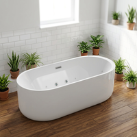 Baignoire autoportante en acrylique blanc mat écologique, vente directe usine Foshan, personnalisable pour projets, avec fonction massage