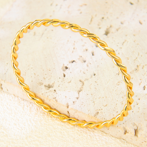 Original Desig Wedding Twist <b>Rope</b> Stackable <b>Bracelet</b> 21k Gold Plated Dubai Simple Cuff Bangles for Women Party - Product Image 2