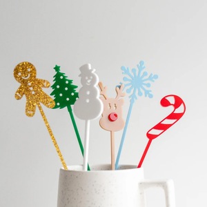 ไม้คนค็อกเทลรูปน้ำผึ้งและของหวานสำหรับคริสต์มาส ขนาด 15 ซม. ของตกแต่งเค้กสำหรับงานปาร์ตี้และของขวัญวันหยุด - Product Image 2