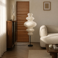 Lampe de sol sculpturale en papier de riz avec abat-jour en lanterne superposée pour salon, chambre, hôtel, salle de séjour, restaurant