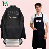 Cape de coiffure LOGO, tablier de coiffeur, imperméable, antistatique, polyester pongé noir, cape de barbier pour salon de coiffure et salon