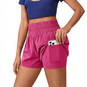 Shorts de Cintura Alta Elástica para Mujer, de Secado Rápido, en Spandex/Poliéster, con Logotipo Personalizado en la Cintura, Estilo Moto y Biker, Diseño Liso - Product Image 1