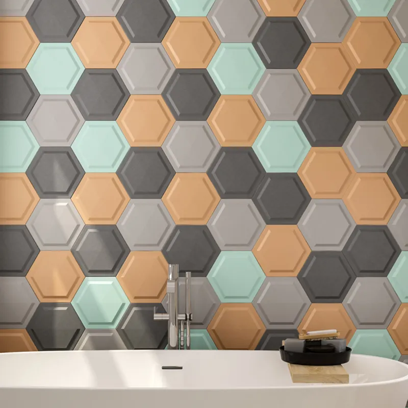 CONRAZZO-azulejos de pared 3D para baño, azulejos de cerámica esmaltados, Color gris, Fondo de Tv