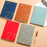 En stock – Carnet de planification quotidien/hebdomadaire 2027, relié, avec feuille d'or, en PU souple, agenda A5, 148 pages, bloc-notes pour cadeaux, Cuadernos