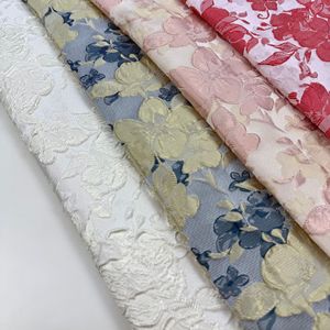 Tecido Jacquard de Cetim Azul com Relevo Floral Brilhante para Vestido de Gala e Fabricação de Bolsas de Alta Costura - Atacado - Product Image 1