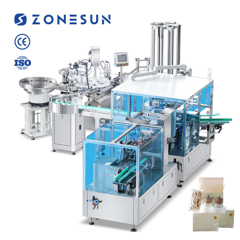 ZONESUN ZS-AFCL11 Automatic Hanging Car Glass Diffuser Air Freshener Perfume Filling Capping Cartoning Machine Production Line