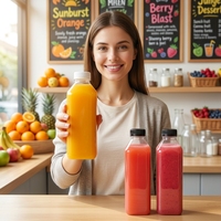 Bouteilles en plastique PET transparentes de haute qualité de 32 oz (1 L) pour la préparation de jus, de lait, de vinaigrettes, de smoothies et autres boissons