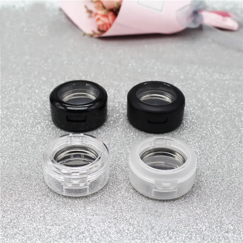 P-lan Stok Merek 100 Buah Single Clear Frosted Shiny Matte Hitam Highlighter Shading 26Mm Eye Shadow Palet Case dengan Jendela