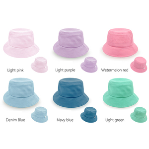 Landfond mùa hè trẻ em màu rắn tinh khiết bông CHA mẹ-con xô hat - Product Image 1