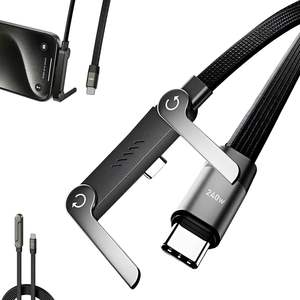 Nuovo Cavo di Ricarica Rapida 2-in-1 Type-C da 5ft 240W con Supporto per Telefono 90 °   Gomito 360 °   Rotazione Multi-Angolo per iPhone - Product Image 3