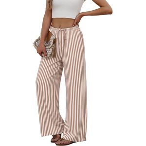 Women's Linen Summer Palazzo Pants Wide Leg High Waist Breathable Beach Trousers With Pockets - Product Image 4