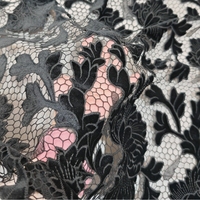 Femmes nouveau Jacquard lait soie tissu pivoine fleur broderie noir velours dentelle découpé au Laser filles robe Polyester mariage maison