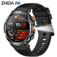 Montre connectée GPS de suivi sportif HT42 avec boussole, étanche 3ATM, appels Bluetooth, plus de 100 modes sportifs, lampe torche 850mAh
