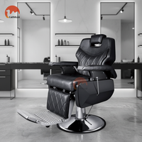Fauteuil de Barbier au Design Moderne, Luxe Or et Noir, Hydraulique et Inclinable, pour Salons de Coiffure Haut de Gamme pour Hommes