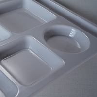 Plateau en mélamine céladon personnalisable de 14 pouces, durable, super ustensile de cuisine, en plastique, pour restaurants de restauration rapide, assiettes à 6 compartiments