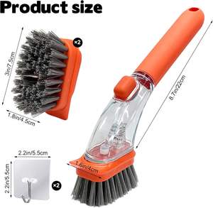 Cepillo de limpieza mágico a prueba de derrames al por mayor con dispensador de detergente de presión manual y cerdas blandas/rígidas, con tabla de cortar - Product Image 2