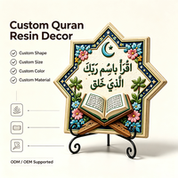 Ornement de bureau en résine musulmane en gros, plaque murale décorative en forme d'étoile islamique avec Coran Iqra en relief