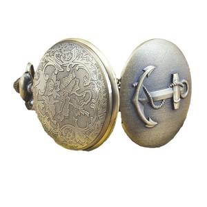 Montre de poche à quartz classique rétro grande taille avec bracelet en similicuir, boîtier en alliage de zinc, motif d'<span class=keywords><strong>ancre</strong></span> gravé, cadran romain - Product Image 5