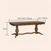 Table et chaises de salle à manger en bois massif américain, style rétro, table carrée, salon français, table longue, table de salle à manger