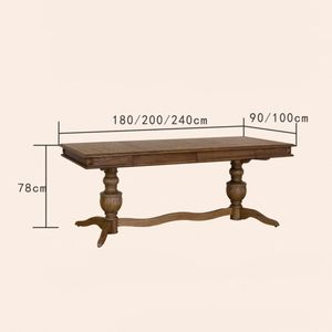 Tavolo da Pranzo e Sedie in Legno Massello Americano, Combinazione Retrò, Tavolo Quadrato Stile Francese per Soggiorno, Tavolo Lungo per Casa - Product Image 6