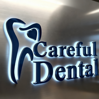 Pantalla de logotipo de la empresa, espejo dorado retroiluminado 3D, letras de canal iluminadas Led de acero inoxidable, letrero Led personalizado para dentista, letrero Led