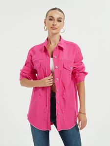 Long Sleeve Jeans Top Shirt Ladies Hole Ripped <b>Denim</b> Jacket <b>Coat</b> Women's Blouses Casual Lapel Top Winter <b>Coats</b> for Ladies Women - Product Image 1