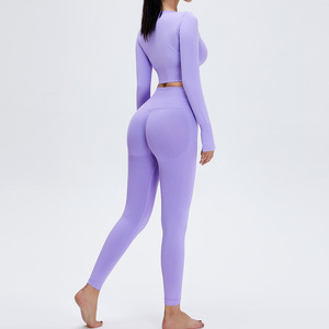 Tuta da Yoga da donna 2023 aderente per il Fitness da allenamento aderente per la pelle vestiti in tinta unita nuovi set di stile - Product Image 2