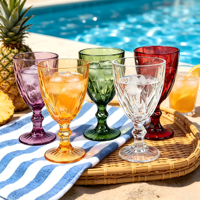 Gobelet à vin en plastique transparent bleu vintage, jetable, pour événements et fêtes, style rétro, idéal pour les fournitures de verres.