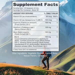 Gotas Líquidas de Cayena, Espino Blanco, Raíz de Remolacha y Cúrcuma con Vitamina K2+D3 de Marca Privada para Apoyo Inmunológico, Energía y Antioxidantes - Product Image 2