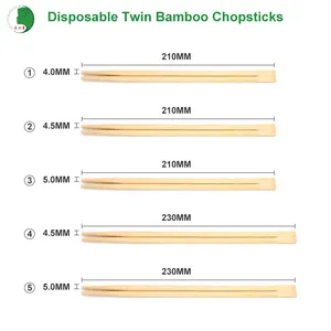 Одноразовые бамбуковые палочки для еды без узла 4,3-4,5 мм * 21 см, 50 пар/пара/мешок * 60 пакетов, 3000 пар/коробка