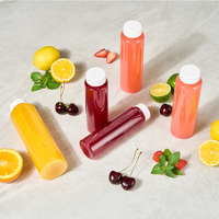 Bouteille d'emballage vide en PET transparente ronde pour jus de fruits et boissons, avec bouchon à vis, disponible en 8oz, 12oz, 16oz, 250ml, 350ml, 500ml