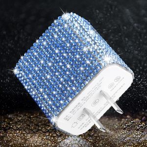Nhà Máy 20W Nhanh Chóng Sạc Lấp Lánh Kim Cương Rhinestone Bling USB-C Tường Sạc Loại C Cho Iphone 15/16 Loạt Màu Xanh - Product Image 6