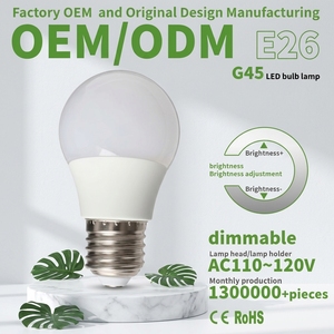 Ampoule LED G45 E26 AC110V Contrôlable et Dimmable, Blanc, Plastique, Ra80, Économe en Énergie, Utilisation en Entrepôt, Certifiée ETL CE, 20000 Heures - Product Image 1