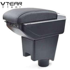 Accoudoir en cuir de style voiture fait à la main, boîte de rangement interface USB à filetage rouge, intérieur en ABS, repose-bras, accessoires - Product Image 3