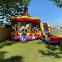 Château plein d'entrain sautant gonflable combiné de carrousel de la meilleure qualité 5 en 1 avec la glissière à vendre