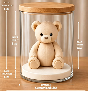 Vela Aromática Artesanal de Osito de Peluche con Efecto de Goteo, en Recipiente de Vidrio Transparente con Tapa de Madera, Decoración para el Hogar, Vela de Regalo - Product Image 3
