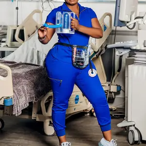 Bestex Feminino 2024 Novo Estilo Moda Zipper pullover Enfermeira Top Uniformes Set Stretch Hospital jogger Atacado Uniforme Médico