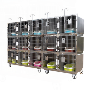 Ветеринарное оборудование: Прочная клетка для больших кошек из нержавеющей стали 304 класса люкс с кнопочной застежкой и 16 дверцами для ветеринарных клиник - Product Image 2