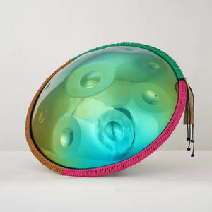 Fábrica Nuevo diseño Electroplate Color Handpan Hecho a mano 22 ''<span class=keywords><strong>432</strong></span> <span class=keywords><strong>440</strong></span> <span class=keywords><strong>HZ</strong></span> 9 10 Note Handpan Drum Instrument - Product Image 1