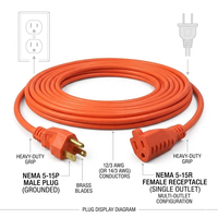 Câbles d'extension robustes américains, cordon d'alimentation orange 25ft/50ft/75ft/100ft, câble électrique extérieur pour appareils électroménagers