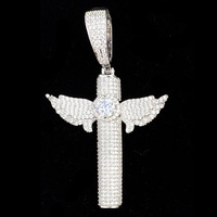 Collar con Colgante de Alas de Ángel de Circonio, Chapado en Oro, Estilo Hip Hop, Unisex, Incrustaciones Hechas a Mano, Venta al Por Mayor